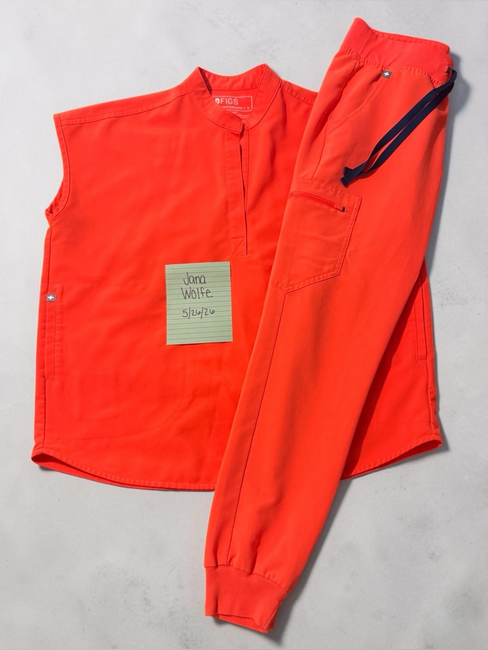 Figs Women's Scrub Set in Bright Coral Orange
